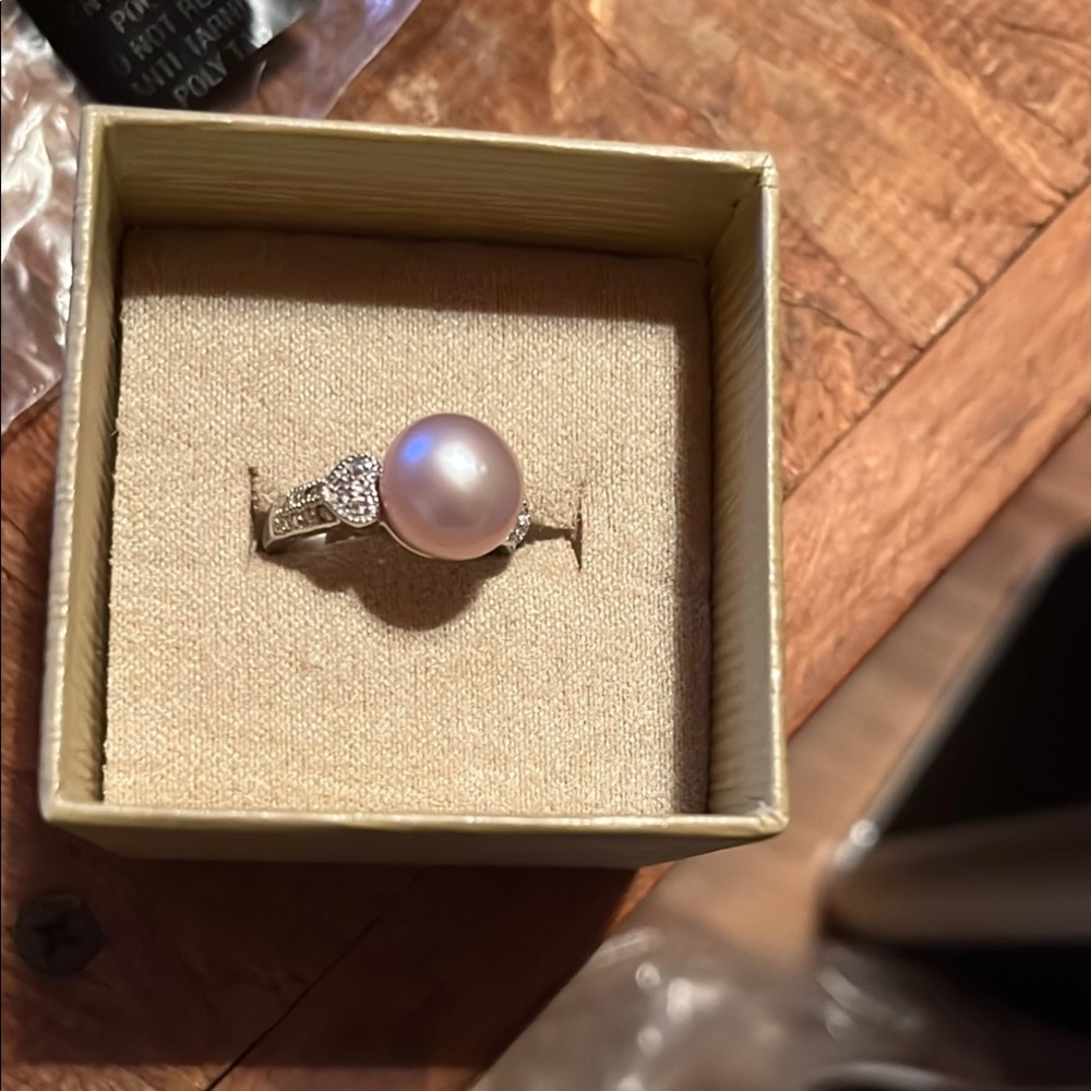 JTV Pink and Silver Pearl Ring